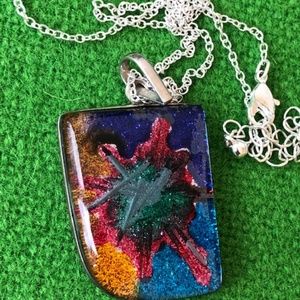 beautiful dichroic glass pendant necklace 16' -19"